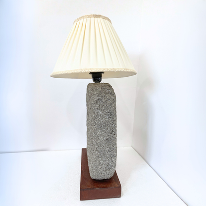 Monolith Stone Table Lamp with Wood Base