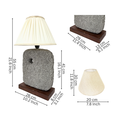 Monolith Stone Table Lamp with Wood Base