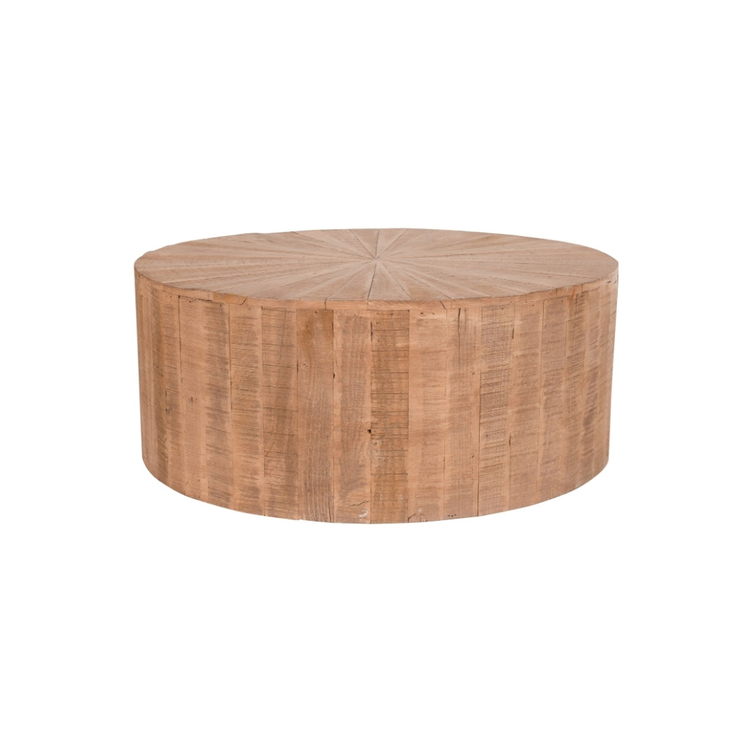 Rustic Wooden Drum Coffee Table