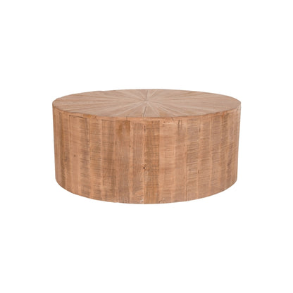 Rustic Wooden Drum Coffee Table