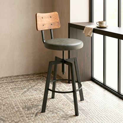 Modern Wooden Seat Adjustable Stool