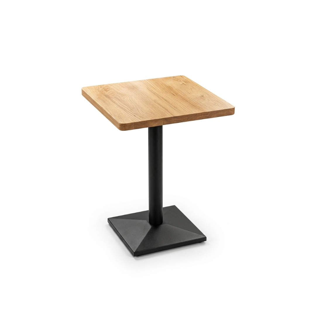 Square Oak Café Table with Pedestal Base