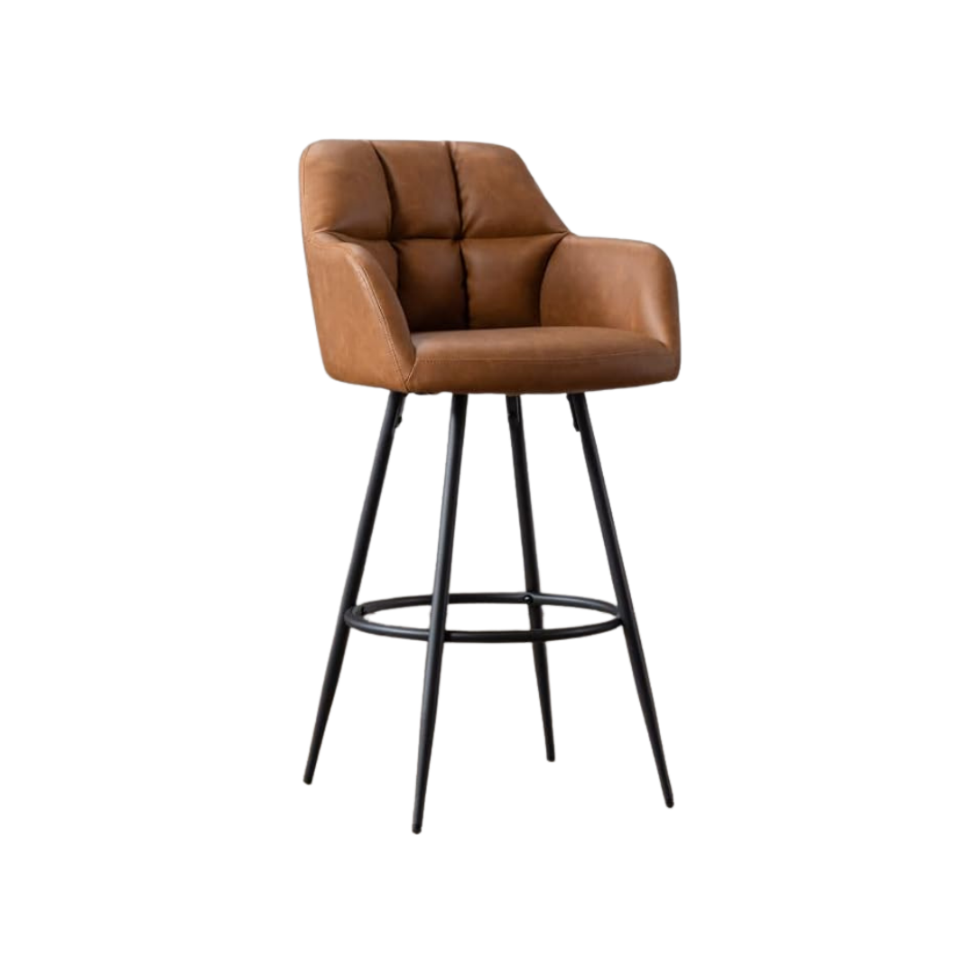 Brown Leather Modern Bar Chair