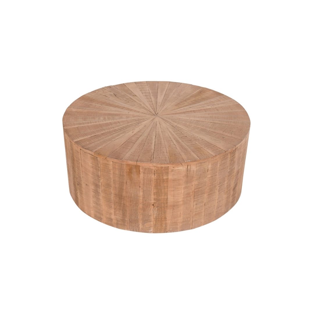 Rustic Wooden Drum Coffee Table