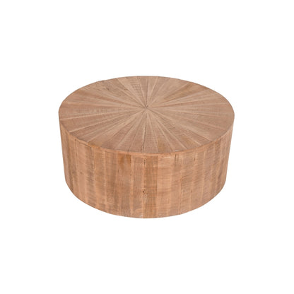 Rustic Wooden Drum Coffee Table