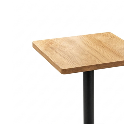 Square Oak Café Table with Pedestal Base