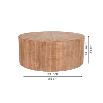 Rustic Wooden Drum Coffee Table