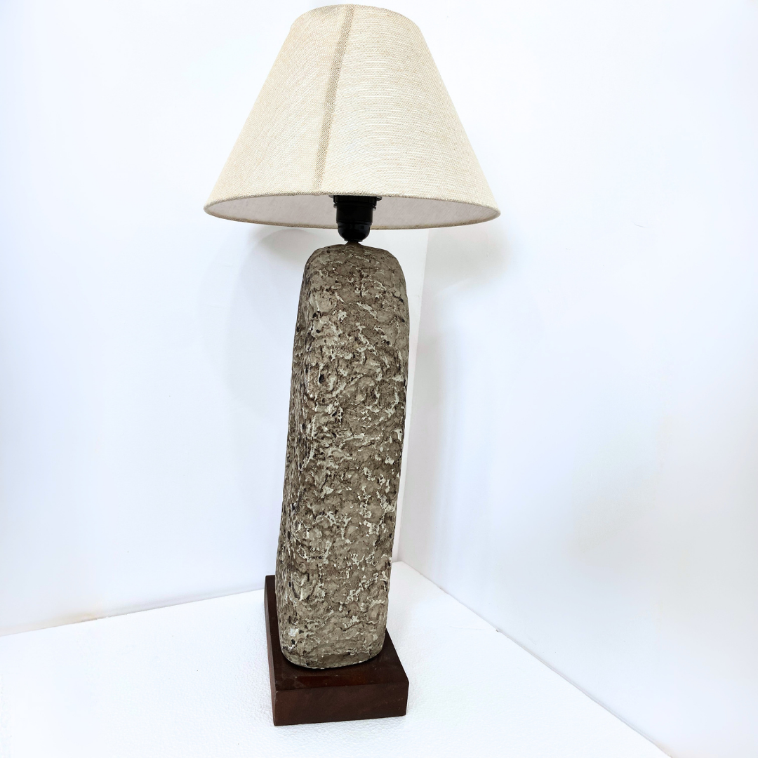 Triple Aperture Totem Table Lamp with Wood Base