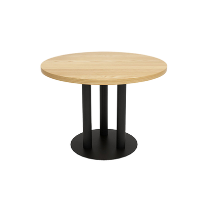 Modern Round Ash Café Table with Triple Pillar Base