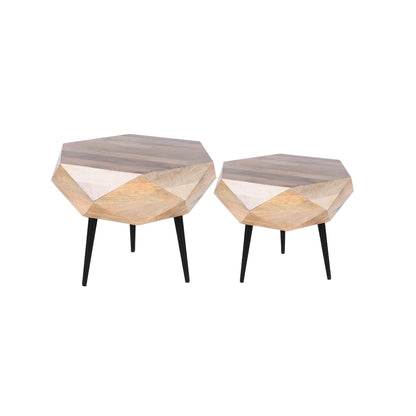 Faceted Geometric Wooden Nesting Table Set