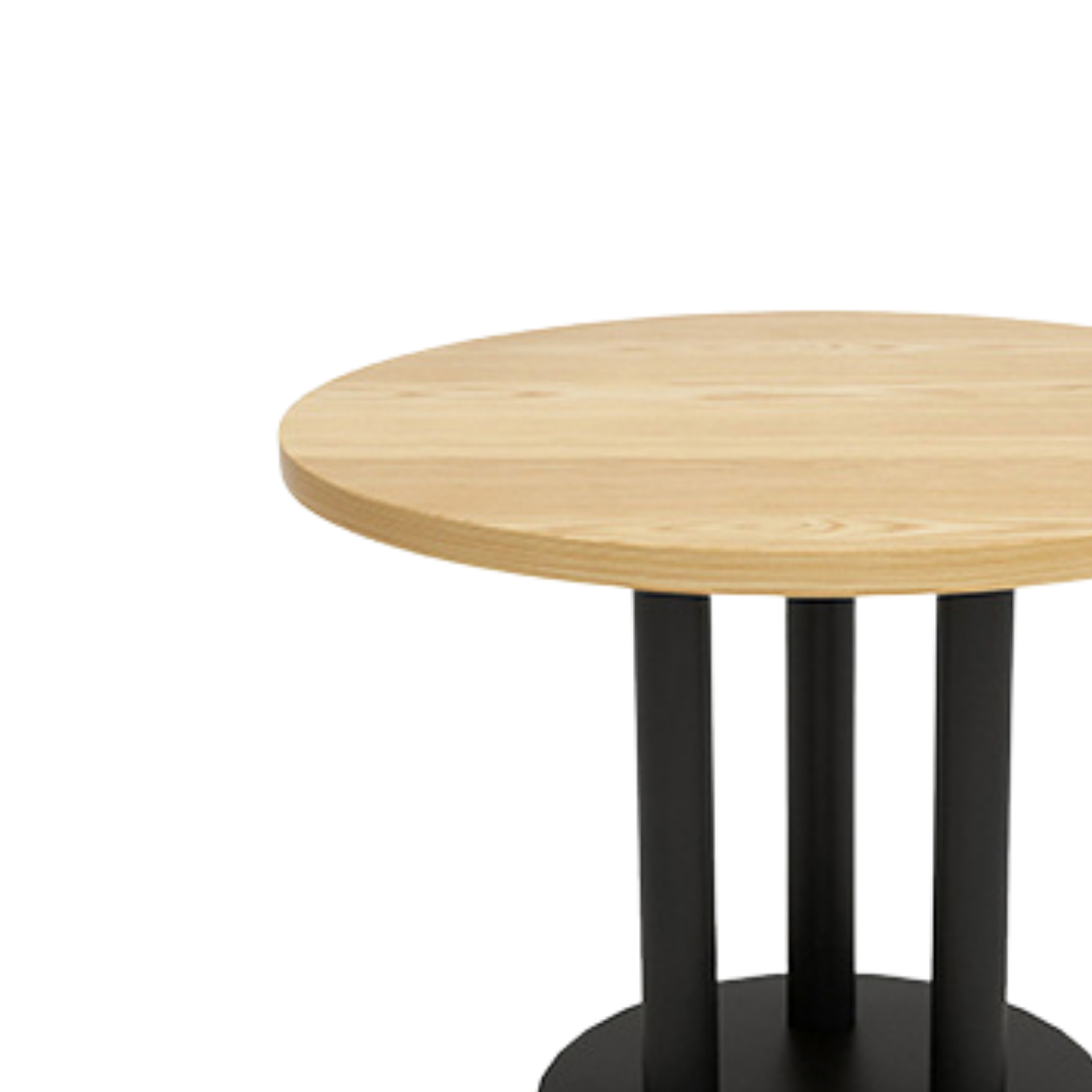 Modern Round Ash Café Table with Triple Pillar Base