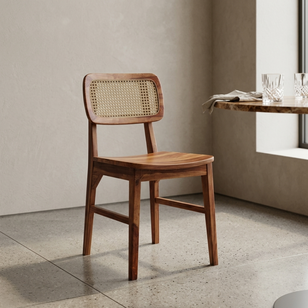 Solid Wood Cane Bar Stools