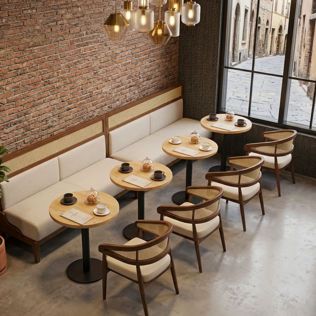 Minimalist Round Oak Café Table