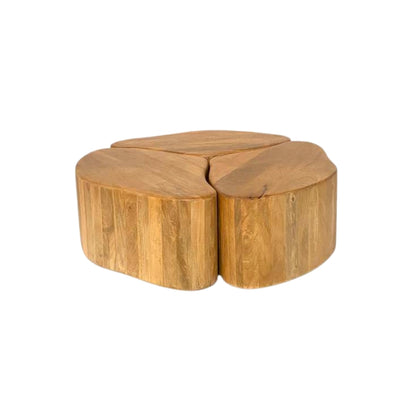 Modular Organic Wooden Nesting Coffee Table Set