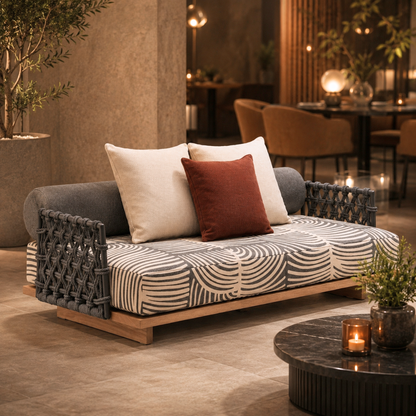Kayan Modern Braided Daybed with Solid Wood Base