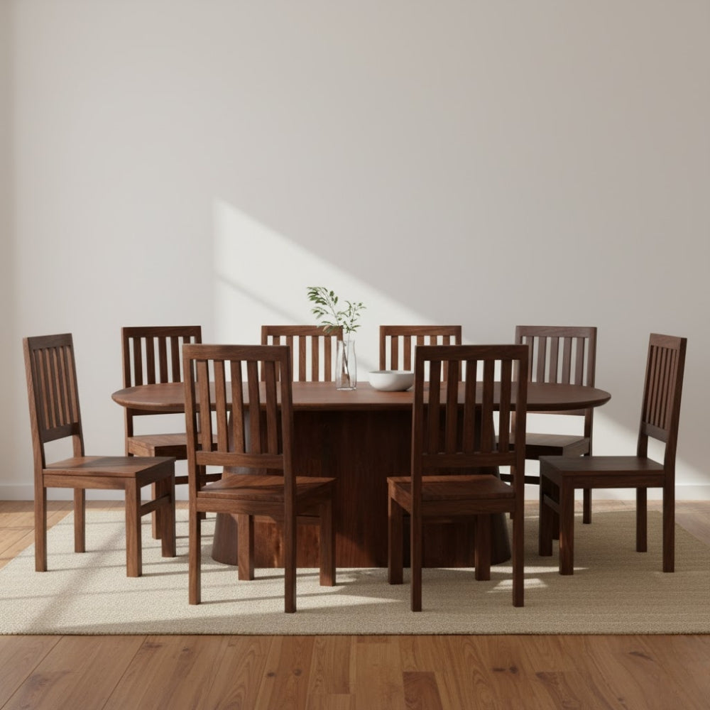 Nolan Solid Wood Dining Table With  8 Seater Chair-Dining Table Set