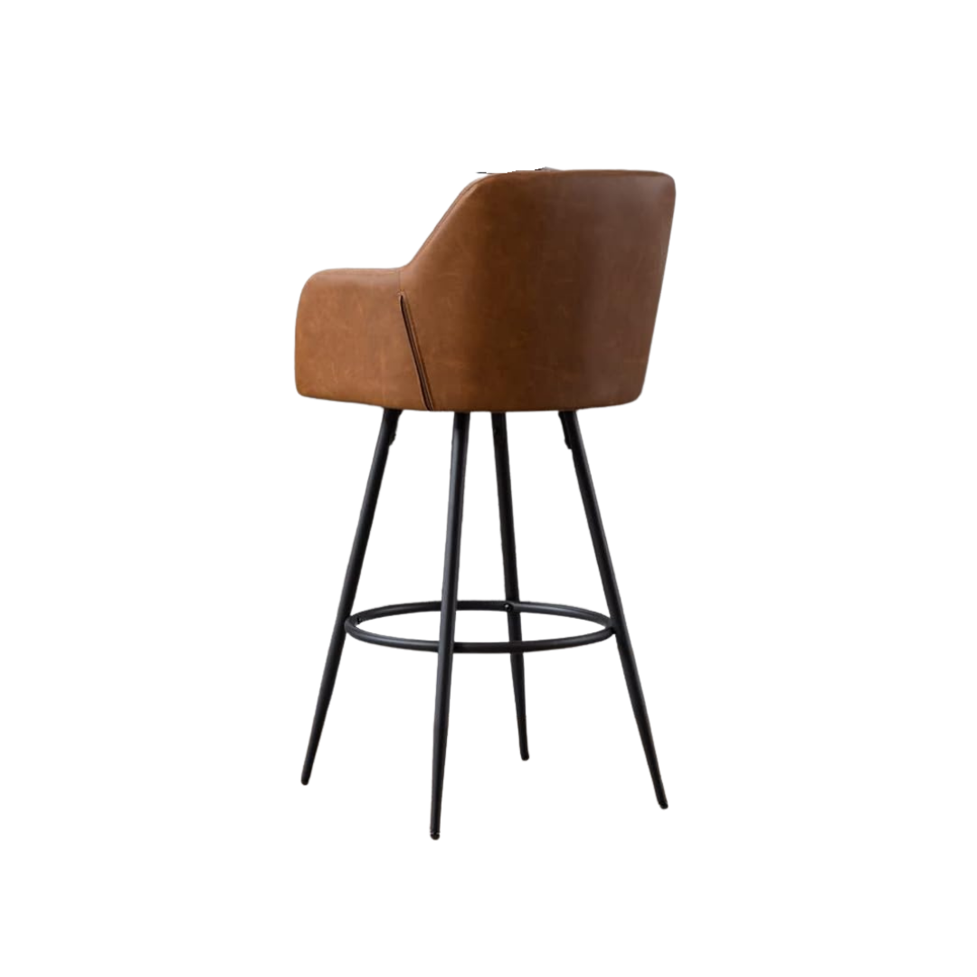 Brown Leather Modern Bar Chair