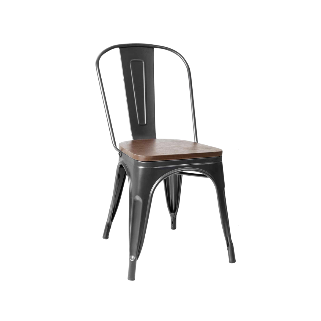 Metal Dining Chairs with Wood Seat