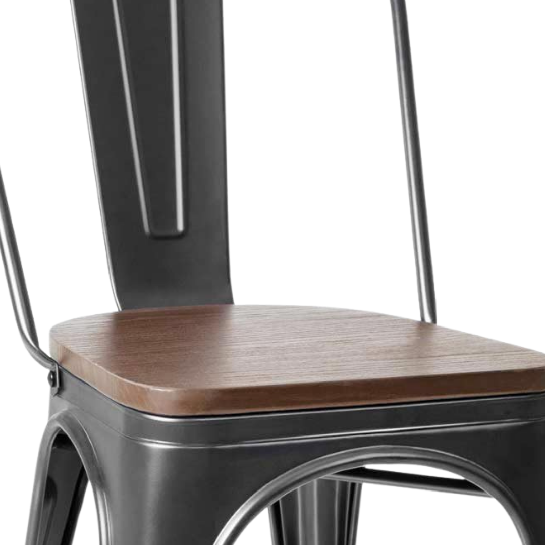 Metal Dining Chairs with Wood Seat