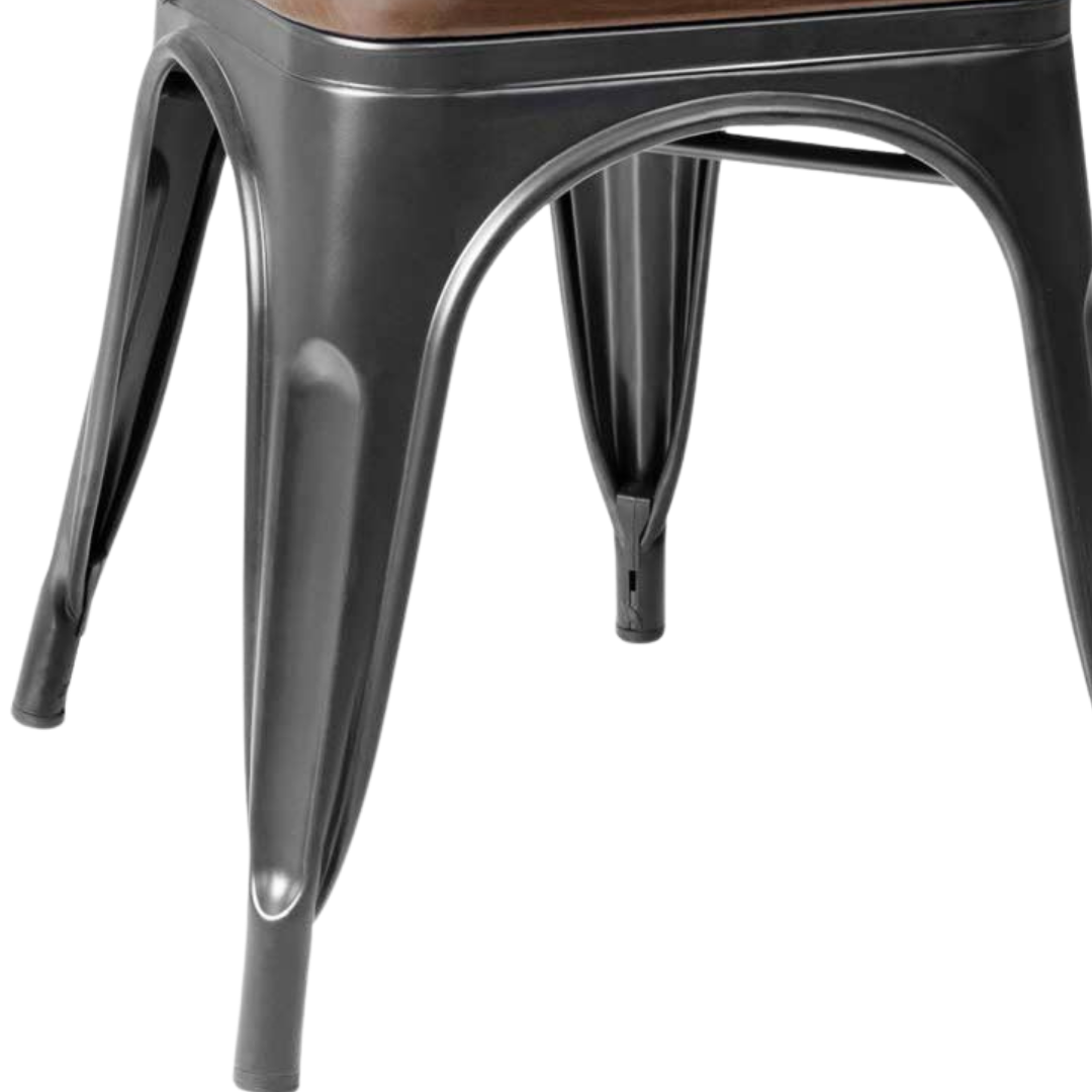 Metal Dining Chairs with Wood Seat