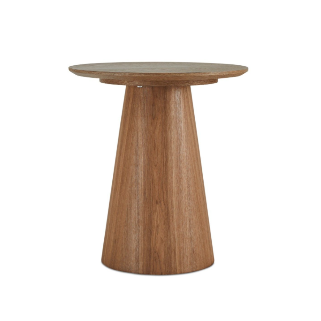 Retro Wooden Café Table with Ribbed Pedestal