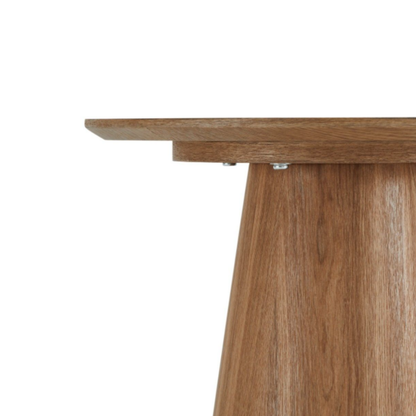 Retro Wooden Café Table with Ribbed Pedestal