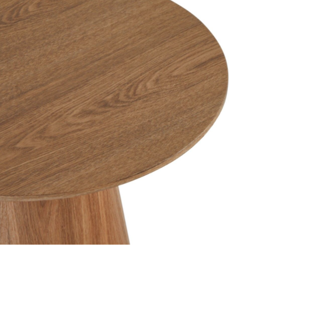 Retro Wooden Café Table with Ribbed Pedestal
