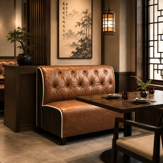 Kyoto Tufted Leather Restaurant Dining Booth