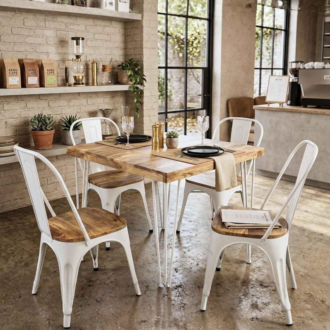 Rustic Live Edge Café Table with Star Base
