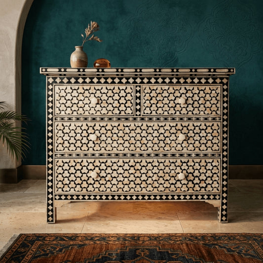Art Deco Inlay Black & White Sideboard