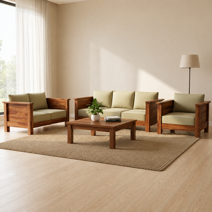 Classic Arm Design Wooden Sofa Set in 3+2+1 Seating