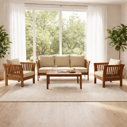 Artisana Wooden Sofa Set in 3+1+1 Seating