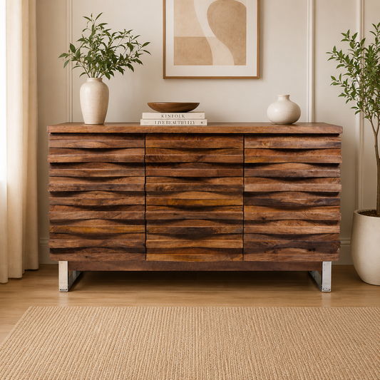 Waves 2 Door 3 Drawer Sideboard With Iron Leg