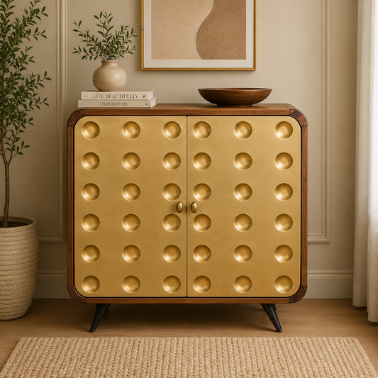 3D Stylish Golden 2 Door Sideboard Table