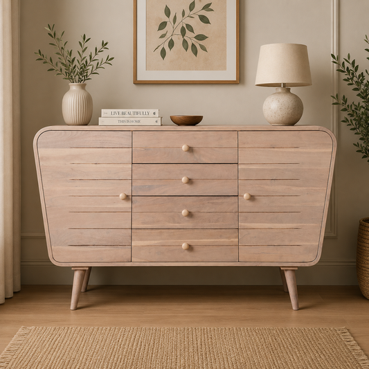 Stylish Gray Sideboard with 4 Drawer & 2 Doors