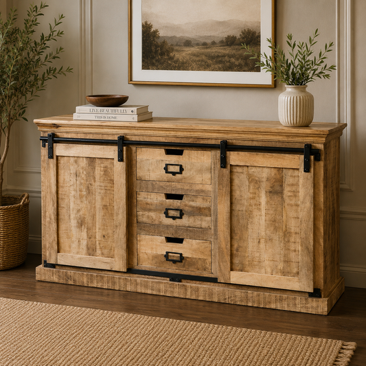Industrial Range Sideboard Double Sliding Doors Vintage
