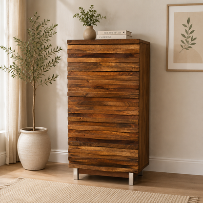 Waves 5 Drawer Chest With Iron Leg