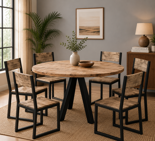 Rough Swan Timber Dining Table With 4 Seater Chair