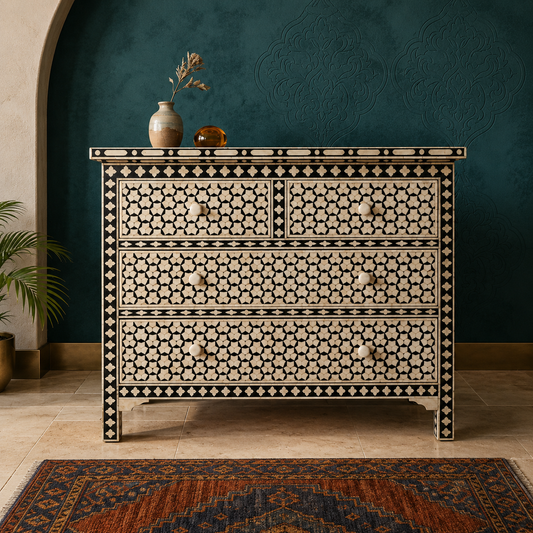 Art Deco Inlay Black & White Sideboard