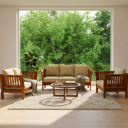 Artisana Wooden Sofa Set in 3+2+1 Seating