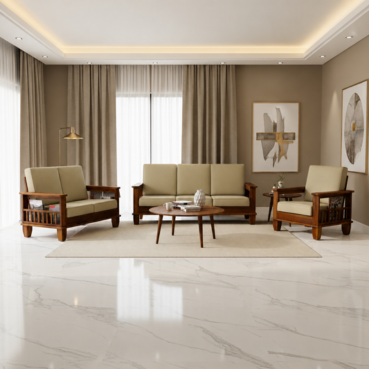 Woodvera Sofa Set in 3+2+1 Seating