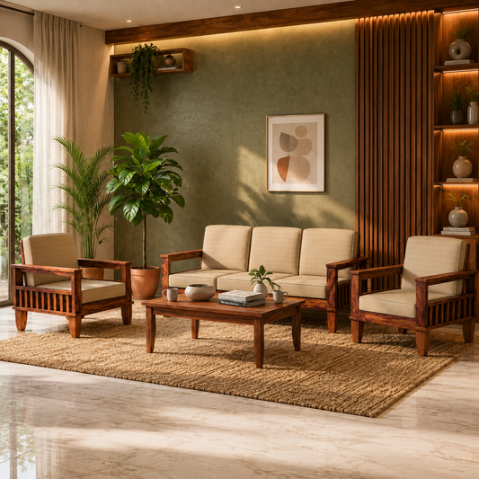 Woodvera Sofa Set in 3+1+1 Seating
