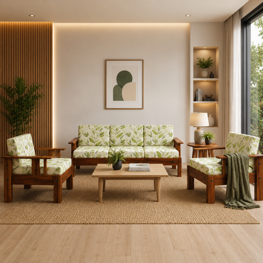 Tanirika Wooden Sofa Set in 3+1+1 Seating