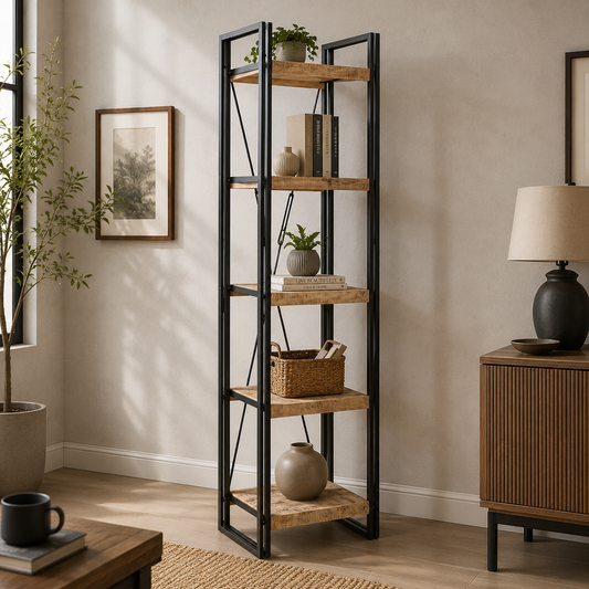 Industrial Range Slim Open Bookcase
