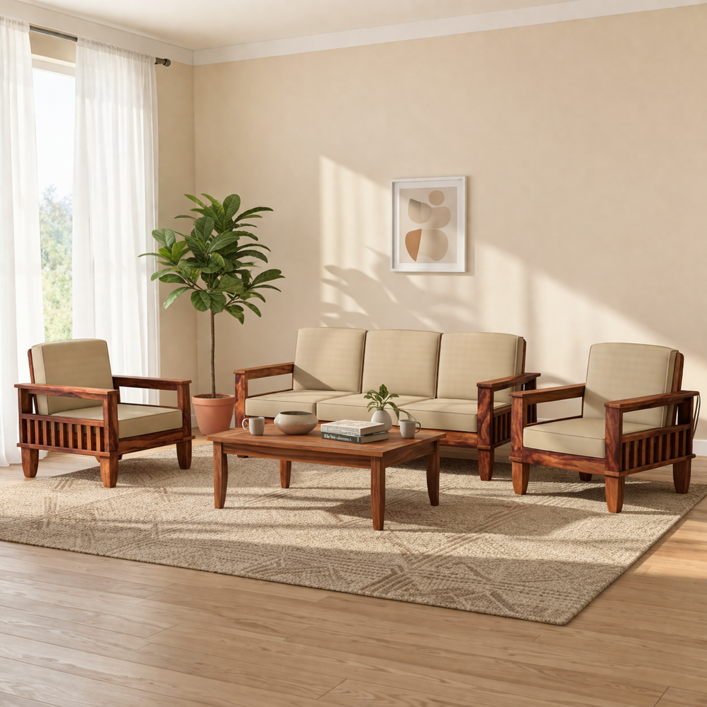 Woodvera Sofa Set in 3+1+1 Seating