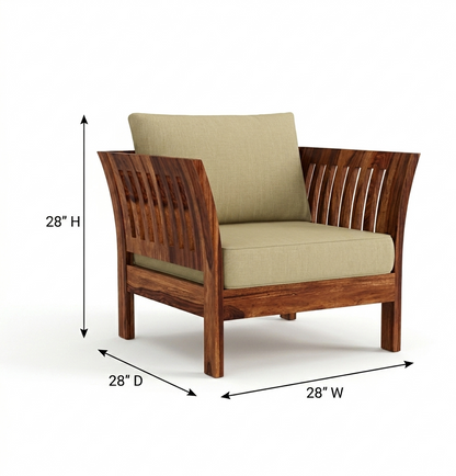 Artisana Wooden Sofa Set in 3+1+1 Seating