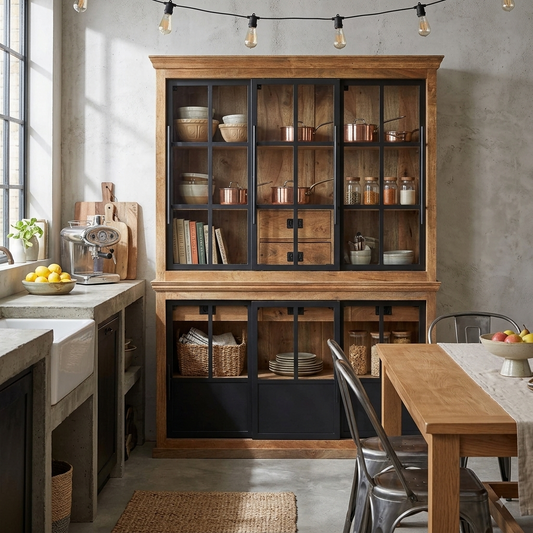 Industrial Range Display Cabinet 5 Drawer With Sliding Door