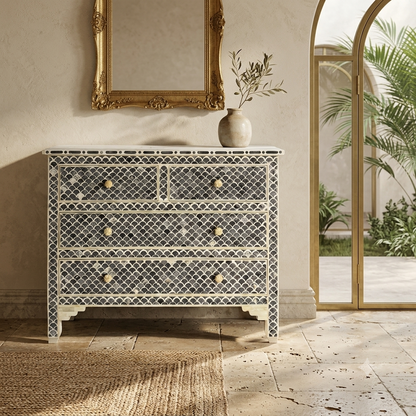 Art Deco Inlay Black Sideboard