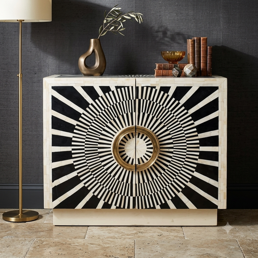 Lattice Luxe Black & White Sideboard