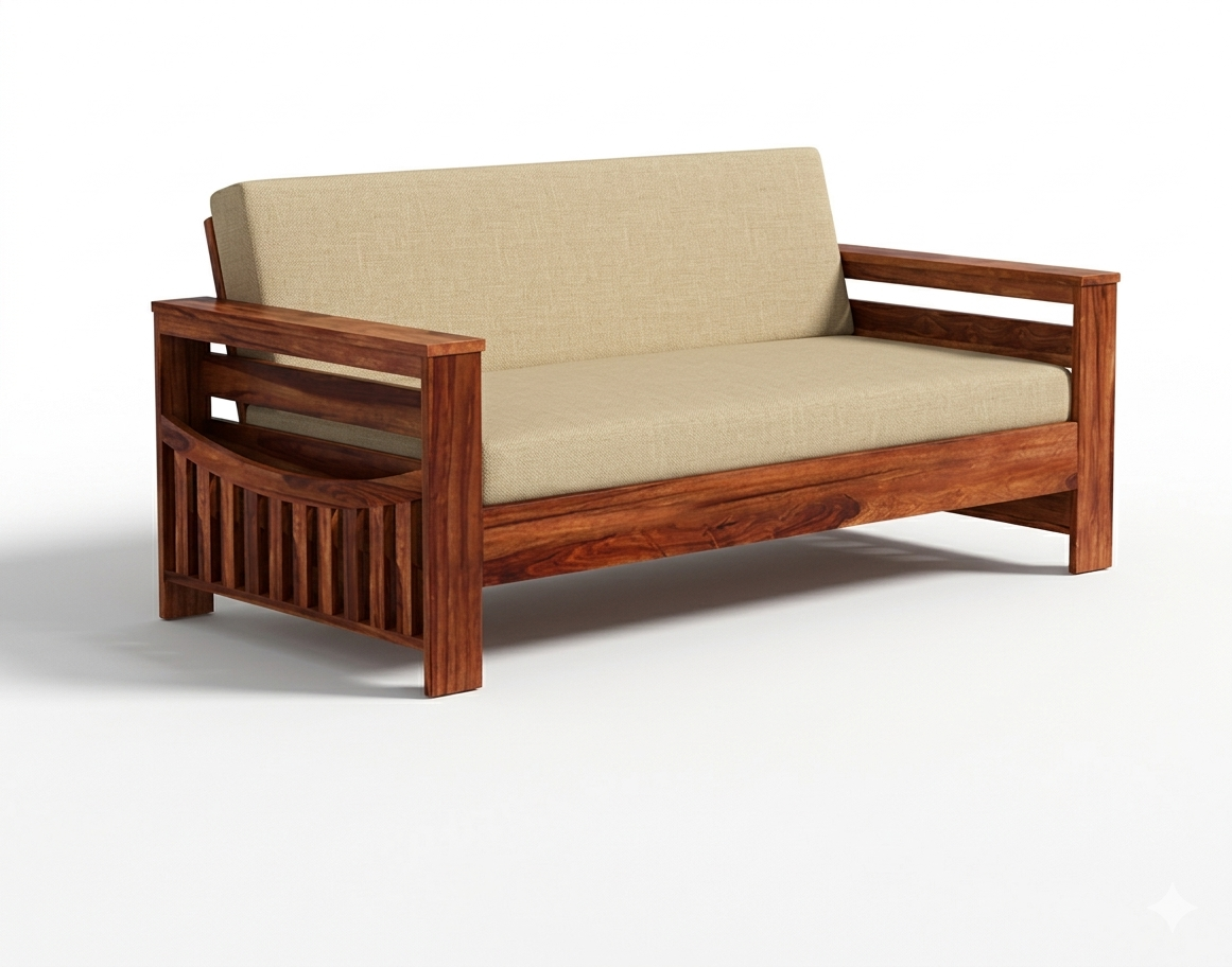 Traditional Sattled Arm Wooden Sofa Set  in 3+1+1 Seating